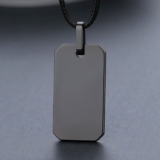 Peifeite black necklace men's trendy simple men's pendant sweater chain trendy pendant tungsten gold necklace men's engraving military brand black length 60cm