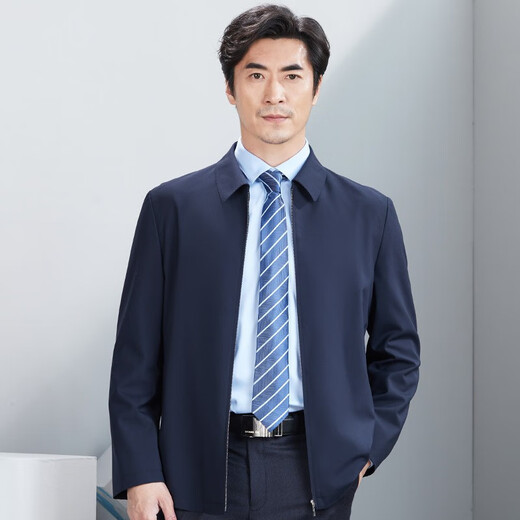 Hongdu summer clothing middle-aged men's jacket for work formal wear without lining business professional wool jacket men's hidden blue JT6093-1 S (165/84A)