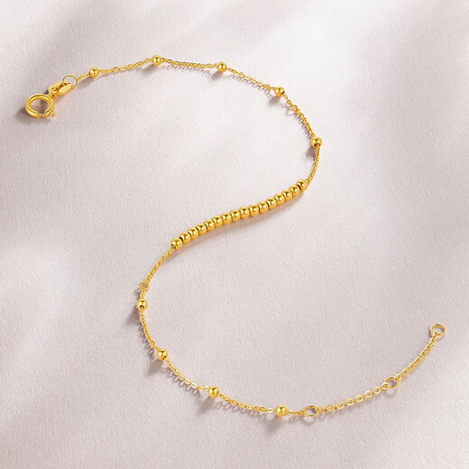 Saturday Fortune (ZLF) 18K gold bracelet for women, small gold bead bracelet, holiday gift for girlfriend, T K red bracelet - 16+3cm