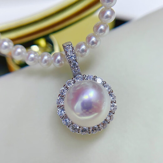 Tingbai extremely bright freshwater pearl S925 silver sunflower pendant full of diamonds dual-purpose universal buckle open pendant for women pendant + silver chain