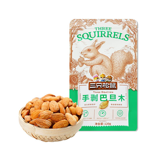 Три белка Новый миндаль 120 г Пакет Закусочные орехи Сухофрукты Плоский миндаль, очищенный вручную 120 г 10 пакетов Три белка Миндаль*
