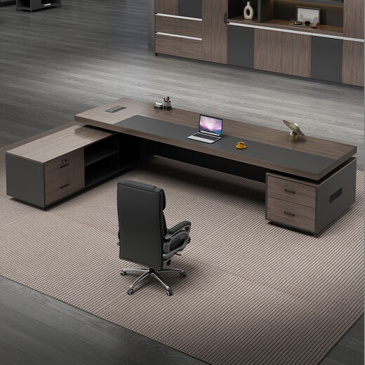Tiju Light Luxury Boss Desk Office Desk and Chair Combination Simple Modern President Desk Executive Desk Supervisor Leader Computer Desk 2.2 Meter Boss Desk (Including Side Cabinets) High Quality