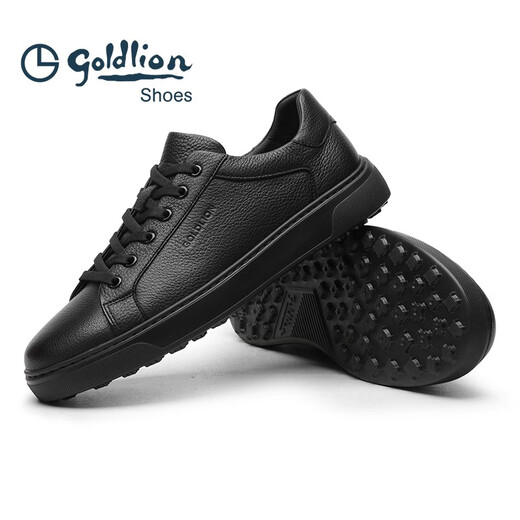 Goldlion Men's Shoes Autumn New Business Casual Leather Shoes Lightweight Comfortable Breathable Leather Shoes Soft Deerskin Flat Shoes Men's Shoes Black 40