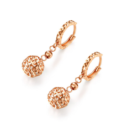 Saphire 18K gold earrings for women hollow hydrangea rose gold colored gold earrings national trend earrings rose gold earrings - about 1.95-2.10 grams