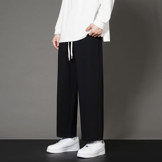 Foss Phil straight pants men's autumn and winter versatile sports loose drape casual pants men's 9066 black L