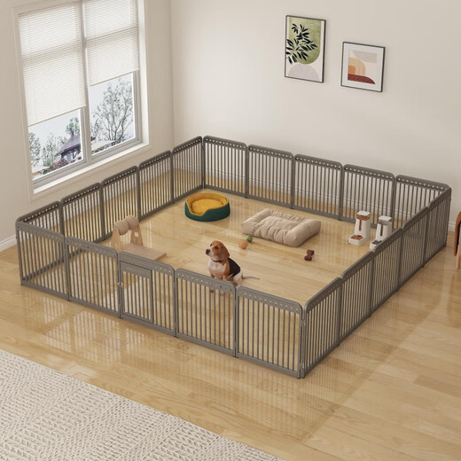 Cat fence, indoor anti-jump, anti-jailbreak, changeable pet fence, foldable, punch-free, dog isolation fence, Teddy cover, gun gray 4 pieces, no door, 75 high