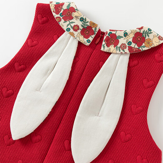 DAVE&BELLA Girls' Tank Top Children's Dress Sweet Baby Girl Dress Spring New Year Children's Dress Little Princess Dress Dark Red Ready in Stock 100 cm (recommended height 90-100cm)