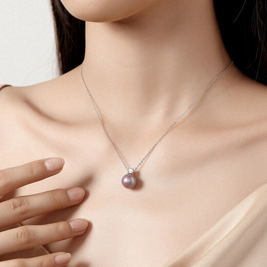 Pearl Queen Princess Diana Edison Pearl Pendant S925 Silver Purple White Pearl Necklace Birthday Gift White 11-12mm