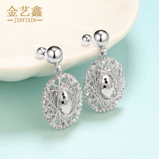 Jin Yixin platinum earrings pt950 genuine platinum earrings earrings earrings popular style platinum fashion pigeon egg earrings for women weighing about 12.5 grams a pair high about 30mm wide about 16mm