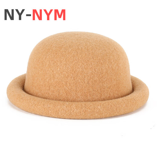 NY-NYM hat autumn and winter knitted wool dome Japanese style new versatile small head circumference ball hat curled edge cute small basin hat milk white 56-57cm