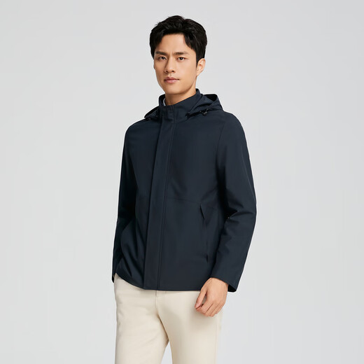 YOUNGOR (YOUNGOR) single executive jacket men's hooded single jacket is not easy to wrinkle, is shape-proof, elastic and durable, the same style as the mall, navy YJJK435483FTA M 170/92A