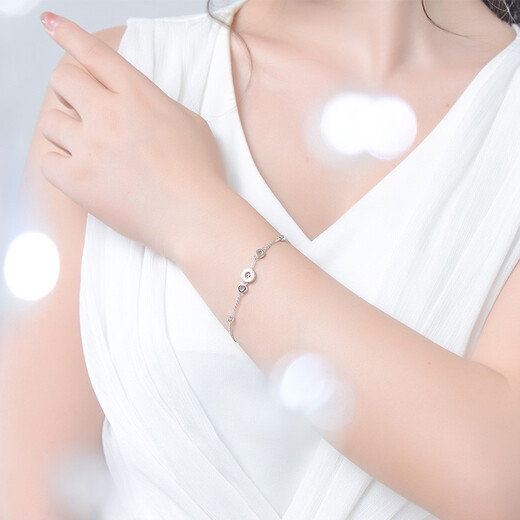 Yuan Shengfu's new PT950 boutique fashion ring platinum bracelet, personalized platinum hand jewelry for women, 3.94g, 16-18cm adjustable