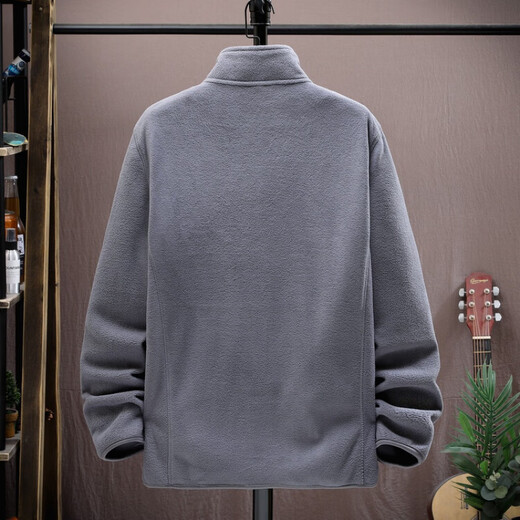 Pierre Cardin 2024 new style fleece jacket men's national fashion loose large size stand collar casual autumn and winter polar fleece jacket royal blue XL