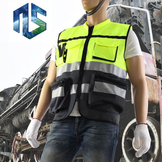 Safety Reflective Straps Leadership Vest Multifunctional Vest Motorcycle Riding Construction Site Work Clothes Customized Printing Yellow and Black Splicing XL