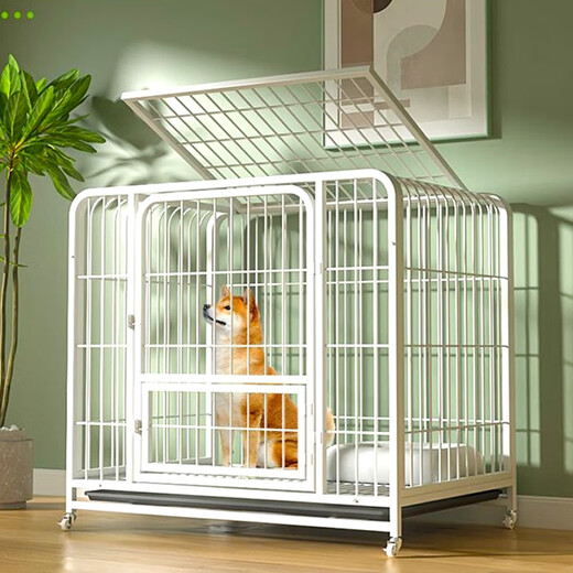 Dog cage small dog indoor stainless steel cage with toilet Shiba Inu Corgi pet cage dog fence thick and reinforced 78#785067cm simple white