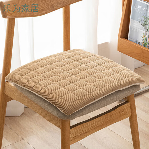 Qiaorui thickened cushion soft butt cushion office student classroom dormitory stool butt chair cushion car seat cushion corduroy camel color non-slip bottom + strap 35*35cm*thick about 4cm suitable for student chairs