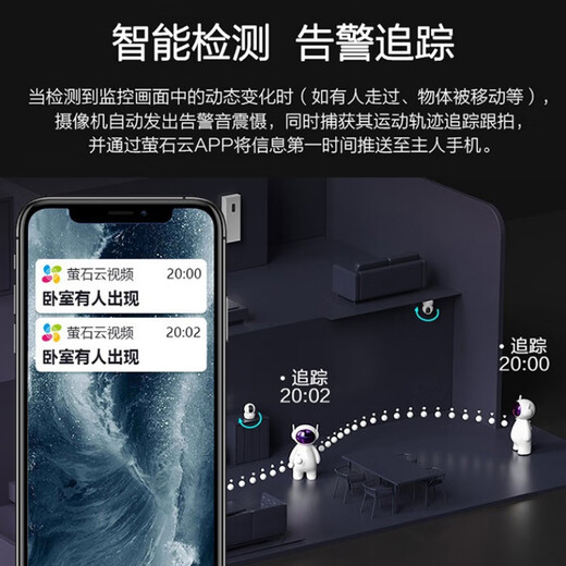 EZVIZ Camera H6C Wireless WiFi Remote Monitoring Camera Home Indoor Conversable PTZ Monitor Home Baby Monitor Mobile Phone Remote Bedroom Camera H6C-4 Million Ultra-clear 16G Memory Card (Upgrade to 32G upon Ordering)