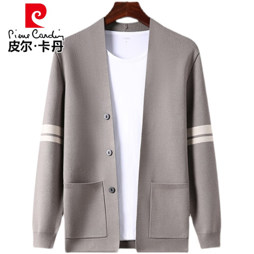 Pierre Cardin Early Autumn Wool Knitted Cardigan Men's Autumn 2024 New Trendy Youth Outerwear Sweater Men's Casual Jacket Trend Black *Best Quality 2XL
