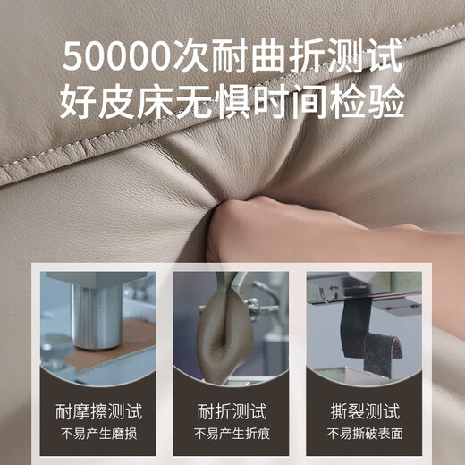 Mousse (de RUCCI) bed double bed leather bed Italian light luxury large bed master bedroom leather bed bedroom furniture large bed leather art bed edge-to-edge style (dark beige)-BCW1-103 1.8*2 meters