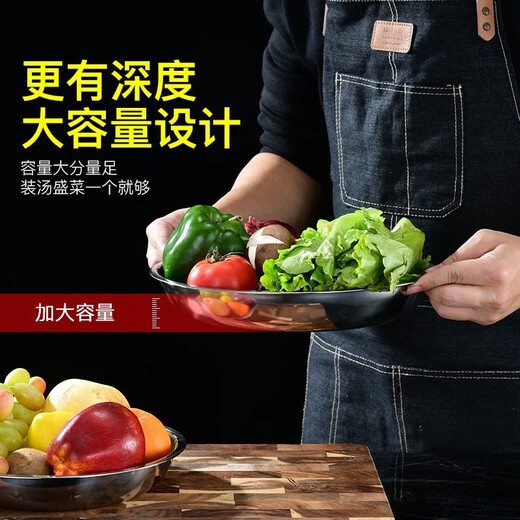 Xingfang 304 stainless steel dinner plate shallow basin thickened round plate flat bottom dinner plate dish 20CM