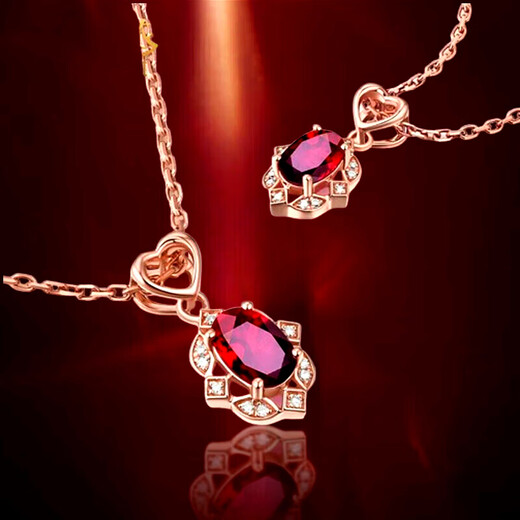 Haikai Necklace Women's Ruby Necklace Luxury Jewelry Chinese Valentine's Day Birthday Gift for Wife 0.6 Carat Pigeon Blood Red Ruby Necklace (3 Points Diamond)