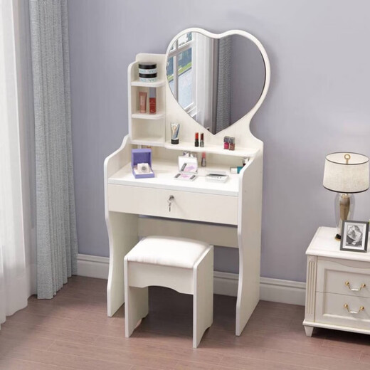 Naiyu internet celebrity dressing table bedroom mini small apartment princess modern simple dressing table economical multi-functional dressing table 60 cm white love mirror + free stool