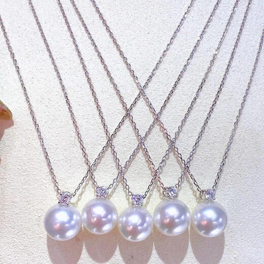 Shengbei 925 silver Princess Australian white pearl pendant for women with diamonds Princess Diana pearl clavicle chain pendant French light luxury fashion 12mm cold light Australian white temperament goddess