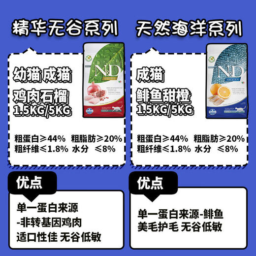 FarminaFarmina Imported Grain-Free Cat Food Adult Cats and Kittens Chicken Pomegranate Herring Full Period Food Staple Food Original Adult Cat Chicken Pomegranate 5kg