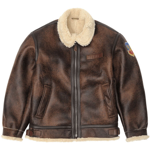 AKSERIES轻新复古回潮B-3款厚外套男冬季休闲仿皮皮衣商场同款1904240 棕色1904240 2XL