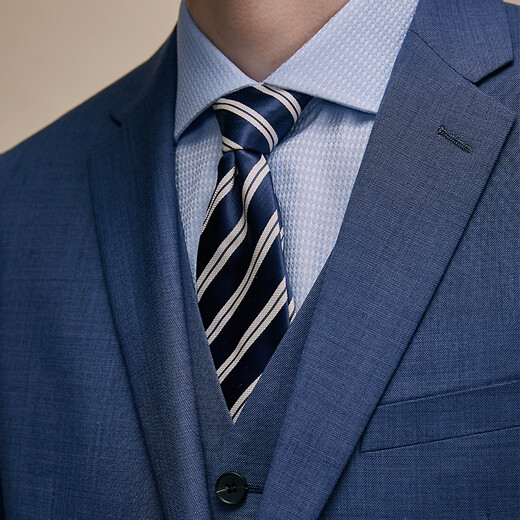 Guillaume de Mons pure wool suit men's blue business professional formal fit casual gray suit groom wedding dress blue top + pants MXF023 48 top 32 size trousers