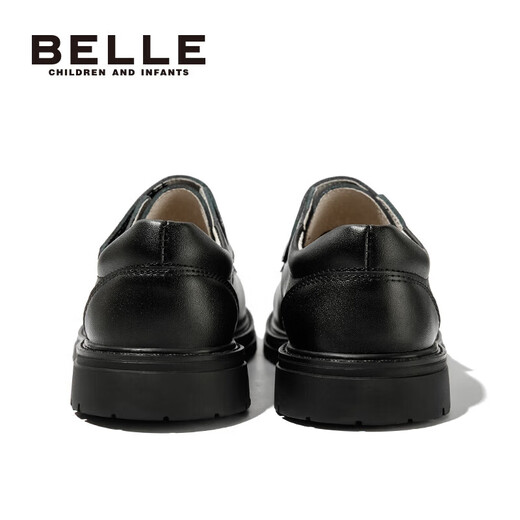 Belle children's shoes boys leather shoes cowhide student performance shoes boys performance shoes spring and autumn single shoes for middle and large children black 32