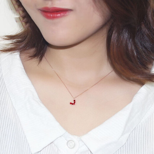 Louis Garni pigeon blood ruby necklace for women 18K rose gold heart-shaped pendant girl heart love small fresh adjustable customization ruby pendant + 18-inch adjustable K gold chain