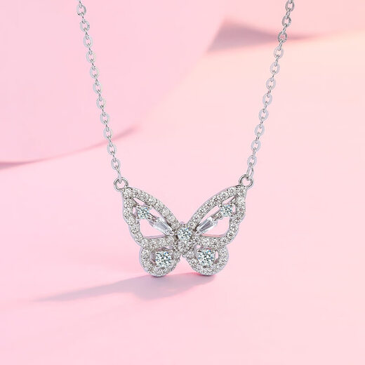 Saturday Fortune (ZLF) S925 Silver Butterfly Necklace for Women Sparkling Charming Versatile Pendant as a Birthday Gift for Girlfriend Pendant Chain Length 40+5cm