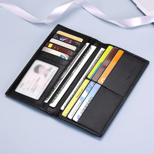 WILLIAMPOLO保罗新款男士钱包长款真皮多卡位卡包软牛皮防盗刷防消磁薄款钱夹 岁岁平安真皮长款钱包