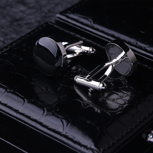 Lieshang black cufflinks enamel cufflinks men's cufflinks cufflinks French shirt cuff buttons French shirt formal black round cufflinks