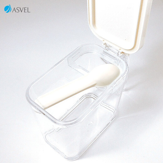 ASVEL kitchen household seasoning bottle box seasoning jar seasoning box seasoning jar seasoning box with spoon salt shaker white 480ml A1107-09
