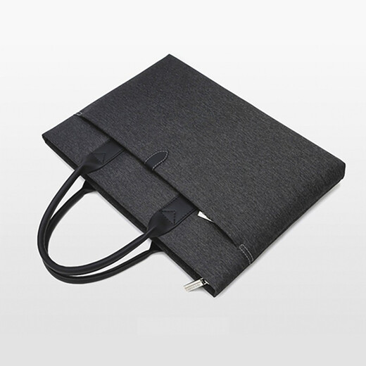 Meidu briefcase men's business handbag casual men's bag large capacity canvas computer bag conference document bag horizontal briefcase black 14 inches