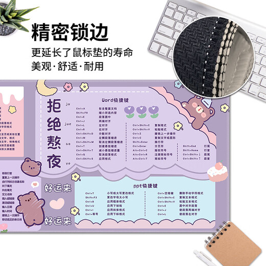 
Three-color cat mouse pad super large shortcut key collection Learning desk pad Customized home cute girls computer keyboard pad PS game e-sports cartoon cartoon cartoon thickened lock edge mat 9901 Refusing to stay up late 80 cm x 30 cm x 3 mm