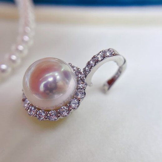 Tingbai extremely bright freshwater pearl S925 silver sunflower pendant full of diamonds dual-purpose universal buckle open pendant for women pendant + silver chain