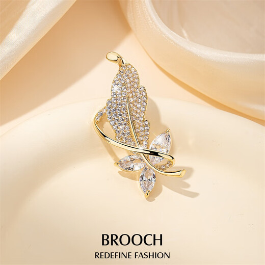Qlady feather brooch high-end men and women 2025 new exquisite anti-exposure pin suit accessories birthday gift