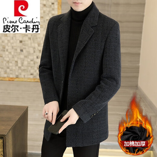 Pierre Cardin High-End-Herbst und Winter Neue Wollmantel-Männerjacke mit mittlerem Anzug mit Mid-Length-Halsband mittleren Alters im mittleren Alter.