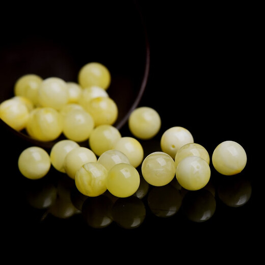 Xuanxia natural raw mineral beeswax single beads with certificate, loose beads, round beads, amber chicken fat, yellow and white nectar bracelet, diamond beads, single beeswax beads about 10mm (with certificate)