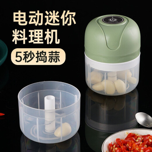 Electric garlic masher, home kitchen garlic pounder, garlic masher, garlic masher, minced garlic chili artifact cooking machine, upgraded sky white-250ML long battery life