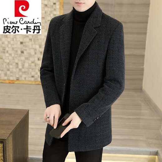 Pierre Cardin High-End-Herbst und Winter Neue Wollmantel-Männerjacke mit mittlerem Anzug mit Mid-Length-Halsband mittleren Alters im mittleren Alter.