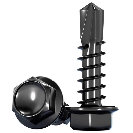 Tianzhuo Hardware black 410 stainless steel external hexagon drill tail screw dovetail nail color steel tile self-tapping self-drilling nail MM4.2M4.8M5 black 410M4.8*25 20 pcs