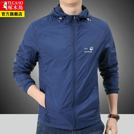 Woodpecker (TUCANO) sun protection clothing for men, summer thin coat, anti-UV, breathable and lightweight outdoor shirt, fishing thin anti-sun clothing, navy XL