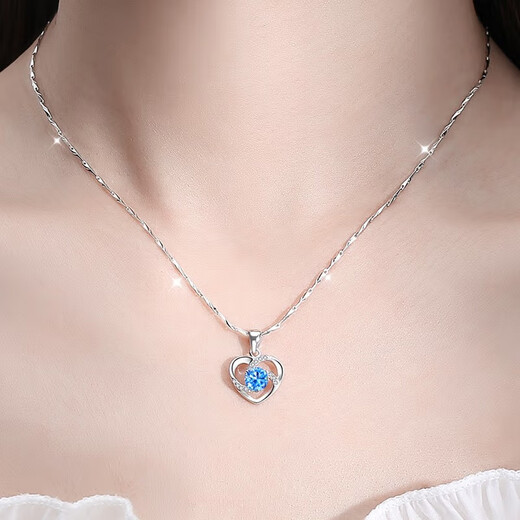 GRAMDA Eternal Heart Pure Silver Necklace Women's Clavicle Chain Mom Pendant Fashion Jewelry Wife's Birthday Gift for Girlfriend Pure Silver Necklace 925 Silver Bracelet Rose Gift Box