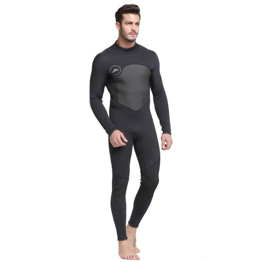 SBART 3MM velvet wetsuit for men, thermal clothing, cold-proof clothing, windproof snorkeling suit, swimsuit, terry cloth, adult wet suit, 3mm black M