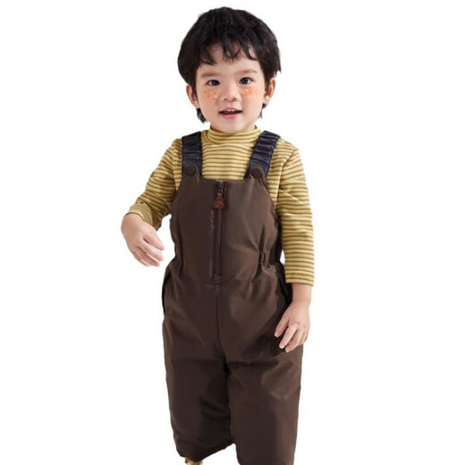 Warm winter outdoor three-proof suspender style down pants for boys and girls 2024 winter baby warm overalls light purple - pre-sale 8 days 90 cm