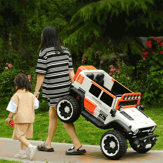 Baozifu large children's electric car with four wheels that can sit on adults and babies remote control toy car children's four-wheel drive swing stroller comes standard with four-wheel drive 7A battery + hard seat and hard wheels
